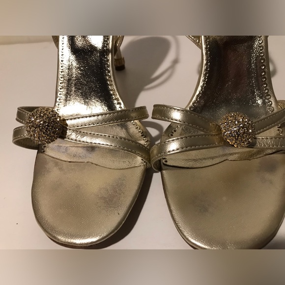 Vintage Womens Versani Italy Gold Shoes 7 lv gucci korrs Luxury Fashion Rl Prom - Picture 4 of 13